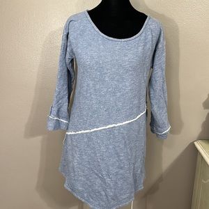 Soft Surroundings Blue Tunic Sweater Asymmetrical Hem French Terry Women’s XS